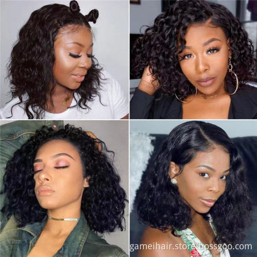 10a 12a Bob Wigs Raw Indian Virgin Human Hair Hd Full Lace Frontal Wig For Black Women Deep Wave Natural Hair Lace Front Wigs
